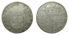 Carlos III (1759-1788). 1770 FM. 8 reales. México. Columnario. (AC.1101). 26,75 gr. Ar.
MBC
