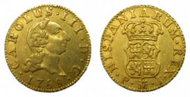 Carlos III (1759-1788). 1769 PJ. 1/2 escudo. Madrid. (AC.1253). 1,76 gr. Au. 
MBC+