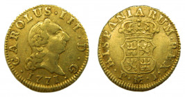 Carlos III (1759-1788). 1771 PJ. 1/2 escudo. Madrid. (AC.1255). 1,76 gr. Au. 
MBC