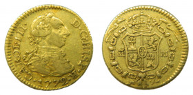 Carlos III (1759-1788). 1772 PJ. 1/2 escudo. Madrid. (AC.1256). 1,76 gr. Au. 
MBC