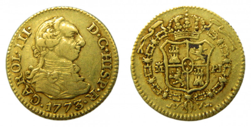 Carlos III (1759-1788). 1773/2 PJ. 1/2 escudo. Madrid. (AC.1257). 1,75 gr. Au. -...