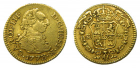 Carlos III (1759-1788). 1773 PJ. 1/2 escudo. Madrid. (AC.1258). 1,76 gr. Au. 
MBC