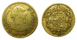 Carlos III (1759-1788). 1774 PJ. 1/2 escudo. Madrid. (AC.1260). 1,75 gr. Au. 
MBC