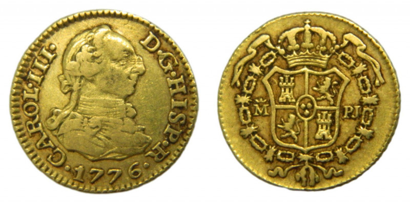 Carlos III (1759-1788). 1776 PJ. 1/2 escudo. Madrid. (AC.1264). 1,73 gr. Au. 
M...