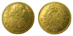 Carlos III (1759-1788). 1788 M. 1/2 escudo. Madrid. (AC.1286). 1,73 gr. Au.
MBC