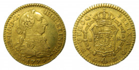 Carlos III (1759-1788). 1779/6 PJ. 1 escudo. Madrid. (AC.1358 Var). 3,4 gr. Au.
MBC