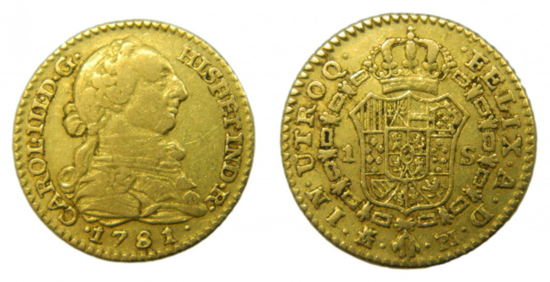 Carlos III (1759-1788). 1781/0 PJ. 1 escudo. Madrid. (AC.1360). 3,37 gr. Au.
MB...