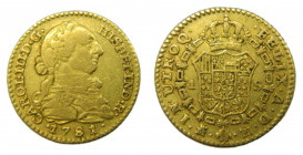 Carlos III (1759-1788). 1781/0 PJ. 1 escudo. Madrid. (AC.1360). 3,37 gr. Au.
MBC