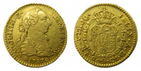 Carlos III (1759-1788). 1787 CM. 1 escudo. Sevilla. (AC.1505). 3,38 gr. Au.
MBC
