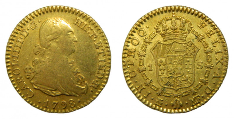 Carlos IV (1788-1808). 1798 MF. 1 escudo. Madrid. (AC.1116). 3,38 gr. Au. 
MBC