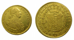 Carlos IV (1788-1808). 1800 MF. 2 escudos. Madrid. (AC.1297). 6,69 gr. Au. Brillo original.
EBC