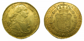 Carlos IV (1788-1808). 1796 JF. 8 escudos. Popayán. (AC.1668). 26,91 gr. Au. 
MBC