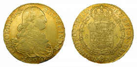 Carlos IV (1788-1808). 1806 JJ. 8 escudos. Santa fe de Nuevo Reino. (AC.1747). 27,02 gr. Au 
MBC