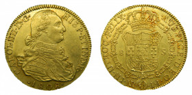 Carlos IV (1788-1808). 1808 JJ. 8 escudos. Santa fe de Nuevo Reino. (AC.1749). 27,08 gr. Au 
MBC+
