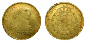 Carlos IV (1788-1808). 1800 DA. 8 escudos. Santiago. (AC.1766). 27,04 gr. Au.
MBC