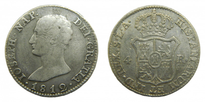 José Napoleón (1808-1814) 1812 AI. 4 reales. Madrid (AC.18) 5,83 gr Ar. 
MBC-