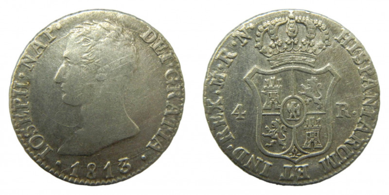 José Napoleón (1808-1814) 1813 RN. 4 reales. Madrid (AC.22) 6,01 gr Ar. 
MBC-