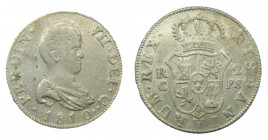 Fernando VII (1808-1833). 1810 FS. 2 reales. Catalunya (Reus o Tarragona). (AC.762). 5,78 gr Ar. Busto drapeado.
MBC