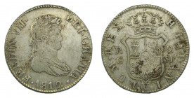 Fernando VII (1808-1833). 1812 SF. 2 reales. Catalunya ( Mallorca). (AC.766). 5,63 gr Ar. Busto Laurerado.
MBC