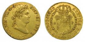 Fernando VII (1808-1833). 1827 JB. 2 Escudos. Sevilla (AC.1685). 6,75 gr. Au
MBC