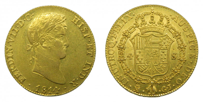 Fernando VII (1808-1833). 1814 GJ. 4 Escudos. Madrid (AC.1709). 13,51 gr. Au. Re...