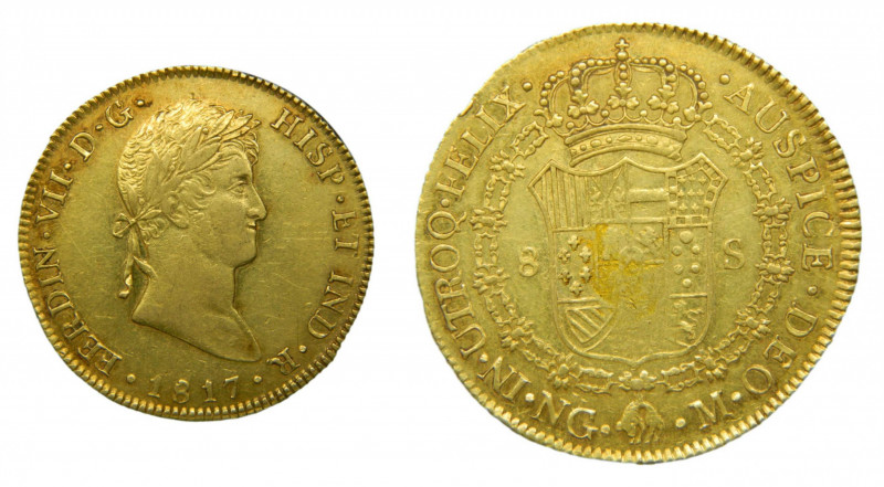 Fernando VII (1808-1833). 1817 NG M. 8 Escudos. Guatemala (AC.1752). 27,08 gr. A...