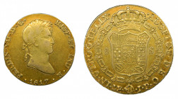 Fernando VII (1808-1833). 1817 JP. 8 Escudos. Lima (AC.1764). 27,01 gr. Au. Ligeras marquitas.
MBC