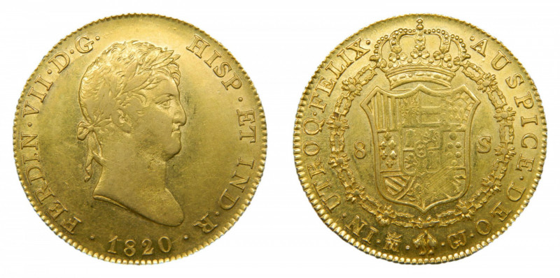 Fernando VII (1808-1833). 1820 GJ. 8 Escudos. Madrid (AC.1776). 26,98 gr. Au. Co...