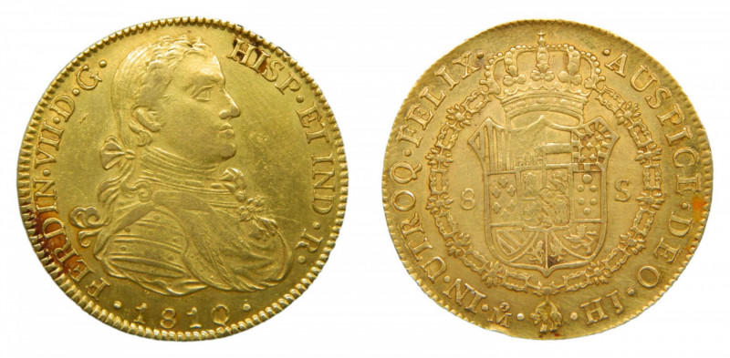 Fernando VII (1808-1833). 1810 HJ. 8 Escudos. Mexico (AC.1783). 26,98 gr. Au 
M...