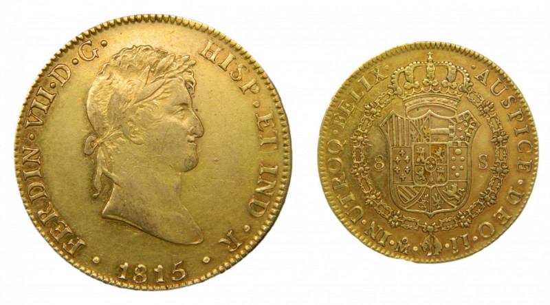 Fernando VII (1808-1833). 1815 JJ. 8 Escudos. Mexico (AC.1792). 27,03 gr. Au.
M...