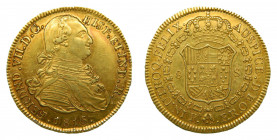 Fernando VII (1808-1833). 1816 FR. 8 Escudos. Popayán (AC.1803). 27,06 gr. Au. Busto de carlos IV. Marca de ceca Pn. Bonito tono.
EBC-