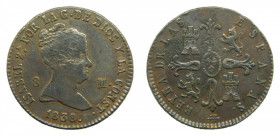 Isabel II. (1833-1868) 1838. 8 Maravedís. Segovia. (AC 124). Ae.
MBC