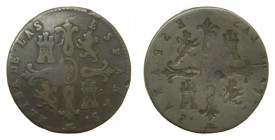 Isabel II. (1833-1868) 8 Maravedís. Segovia. Ae. INCUSA. Error dos reversos.
BC+