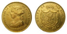 Isabel II (1833-1868). 1867. 4 escudos. Madrid. (AC.691). 3,40 gr. Au.
MBC