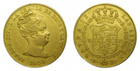 Isabel II (1833-1868). 1845 PS. 80 reales. Barcelona. (AC.713). 6,74 gr. Au.
MBC+