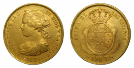 Isabel II (1833-1868). 1861. 100 reales. Madrid. (AC.788). 8,45 gr. Au.
EBC