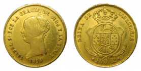 Isabel II (1833-1868). 1854. 100 reales. Sevilla. (AC.795). 8,38 gr. Au. 
MBC