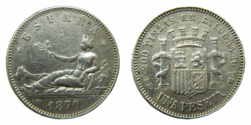 Primera República (1873-1874) 1870 * 18-73. DEM. 1 peseta. Madrid. (AC.19) Ar.
...
