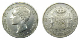 Alfonso XII (1874-1885). 1876 *18-76. DEM. 1 peseta. Madrid. (AC.15) Ar. 
MBC