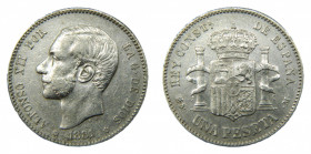 Alfonso XII (1874-1885). 1881 *18-81. MSM. 1 peseta. Madrid. (AC.17) Ar. 
MBC+