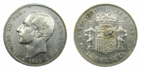 Alfonso XII (1874-1885). 1882 *18-82. MSM. 1 peseta. Madrid. (AC.20) Ar. 
EBC
