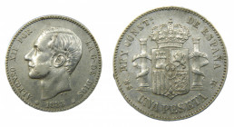 Alfonso XII (1874-1885). 1883 *18-83. MSM. 1 peseta. Madrid. (AC.21) Ar.
MBC