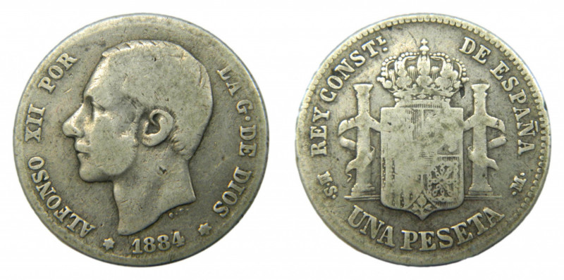 Alfonso XII (1874-1885). 1884 *--.--. MSM. 1 peseta. Madrid. (AC.23) Ar. 
BC