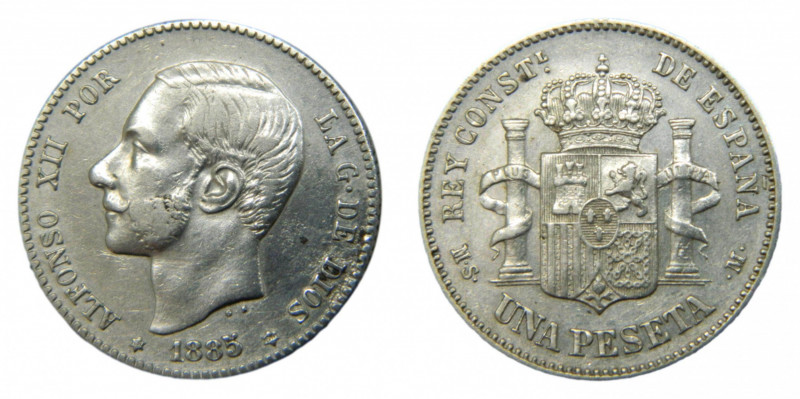 Alfonso XII (1874-1885). 1885 *18-85. MSM. 1 peseta. Madrid. (AC.24) Ar. 
MBC+