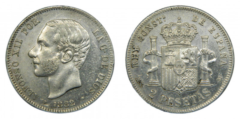 Alfonso XII (1874-1885). 1882 *18-82. MSM. 2 pesetas. Madrid. (AC.32) Ar. 
EBC-