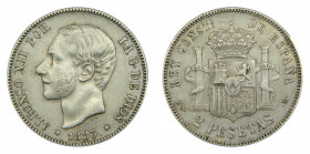 Alfonso XII (1874-1885). 188 *18-83. MSM. 2 pesetas. Madrid. (AC.33) Ar. 
MBC-