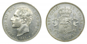 Alfonso XII (1874-1885). 1884 *18-84. MSM. 2 pesetas. Madrid. (AC.34) Ar.
EBC+