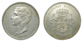 Alfonso XII (1874-1885). 1875 *18-75. DEM. 5 pesetas. Madrid. (AC.35) Ar. 
MBC