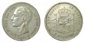 Alfonso XII (1874-1885). 1881*18-81. MSM. 5 pesetas. Madrid. (AC.44) Ar. 
MBC-