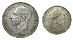 Alfonso XII (1874-1885). 1883 *18-83. MSM. 5 pesetas. Madrid. (AC.55) Ar. 
EBC-